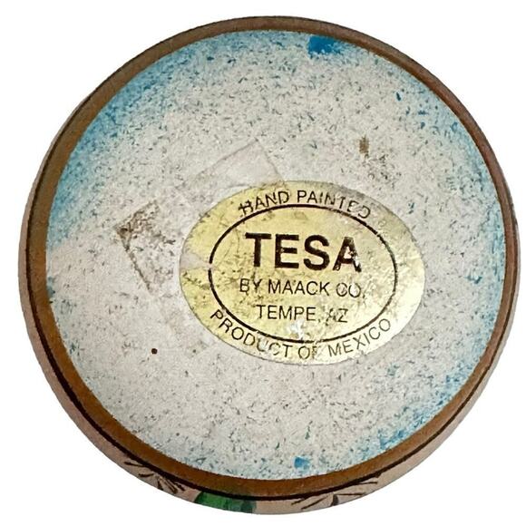 TESA Hand Painted Mini Pottery Vase Desert Scene Cactus Sun Southwest Mexico - Picture 7 of 11